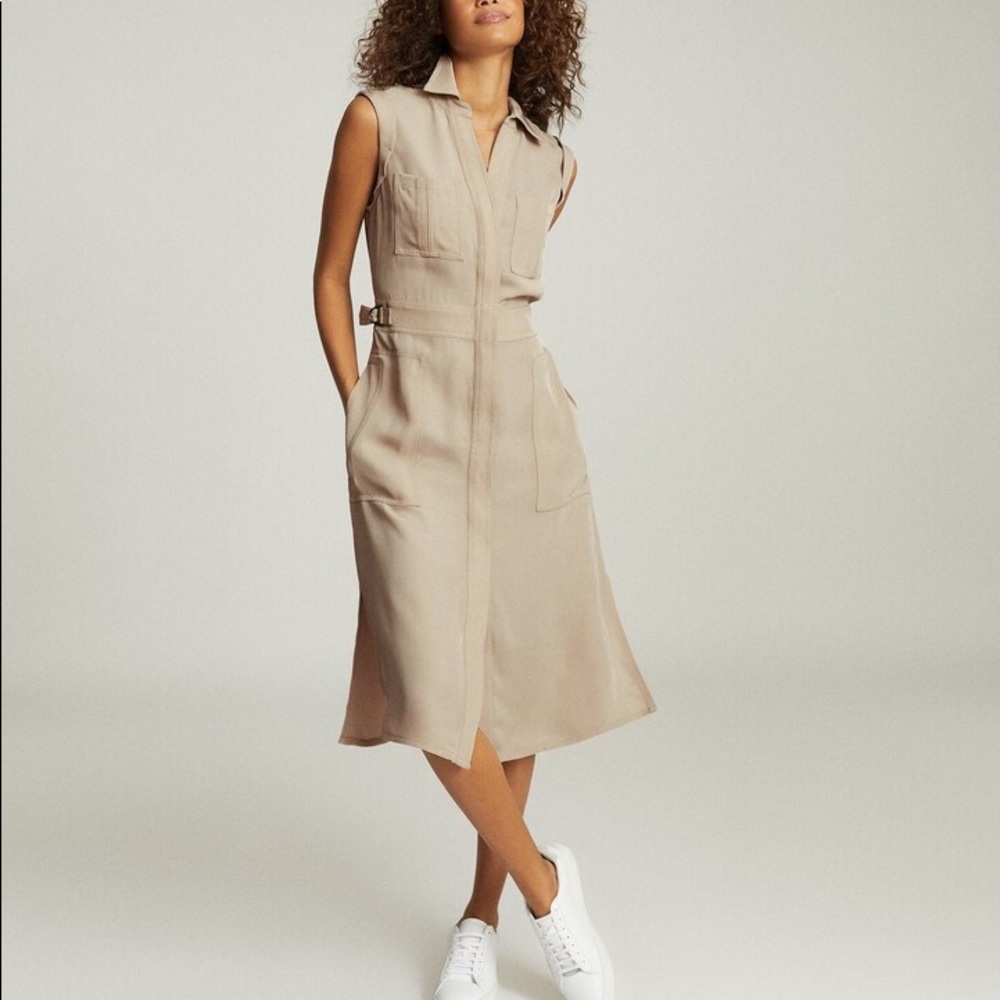 Reiss Effie Utility Shirt Midi Dress